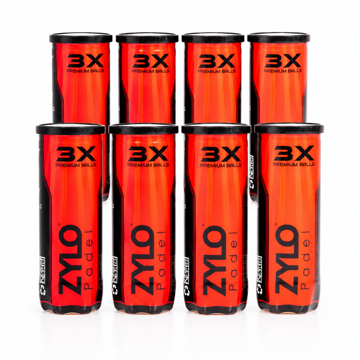 8 tubes of ZYLO Premium Padel Balls