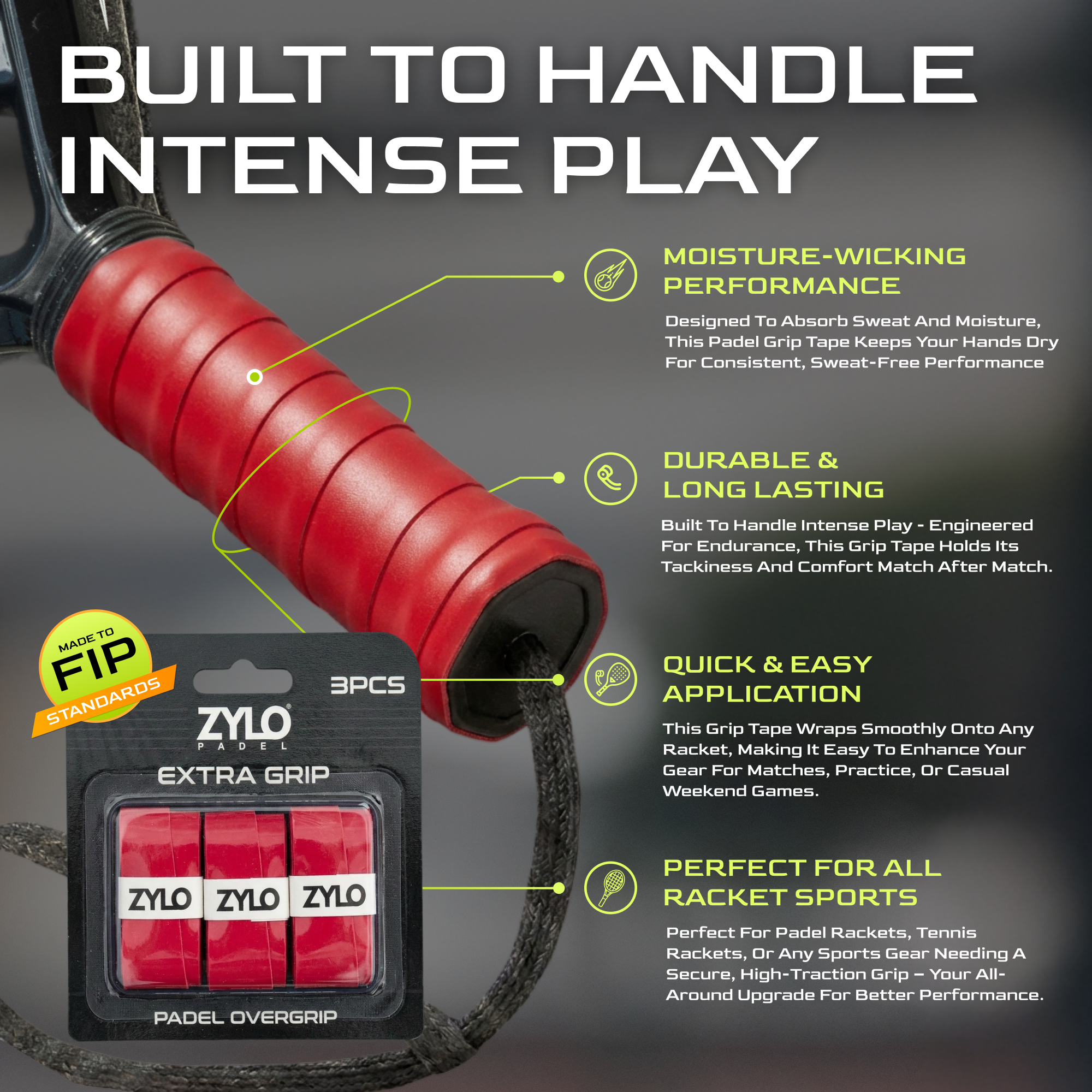ZYLO Padel Overgrip - Red – Zylo Padel