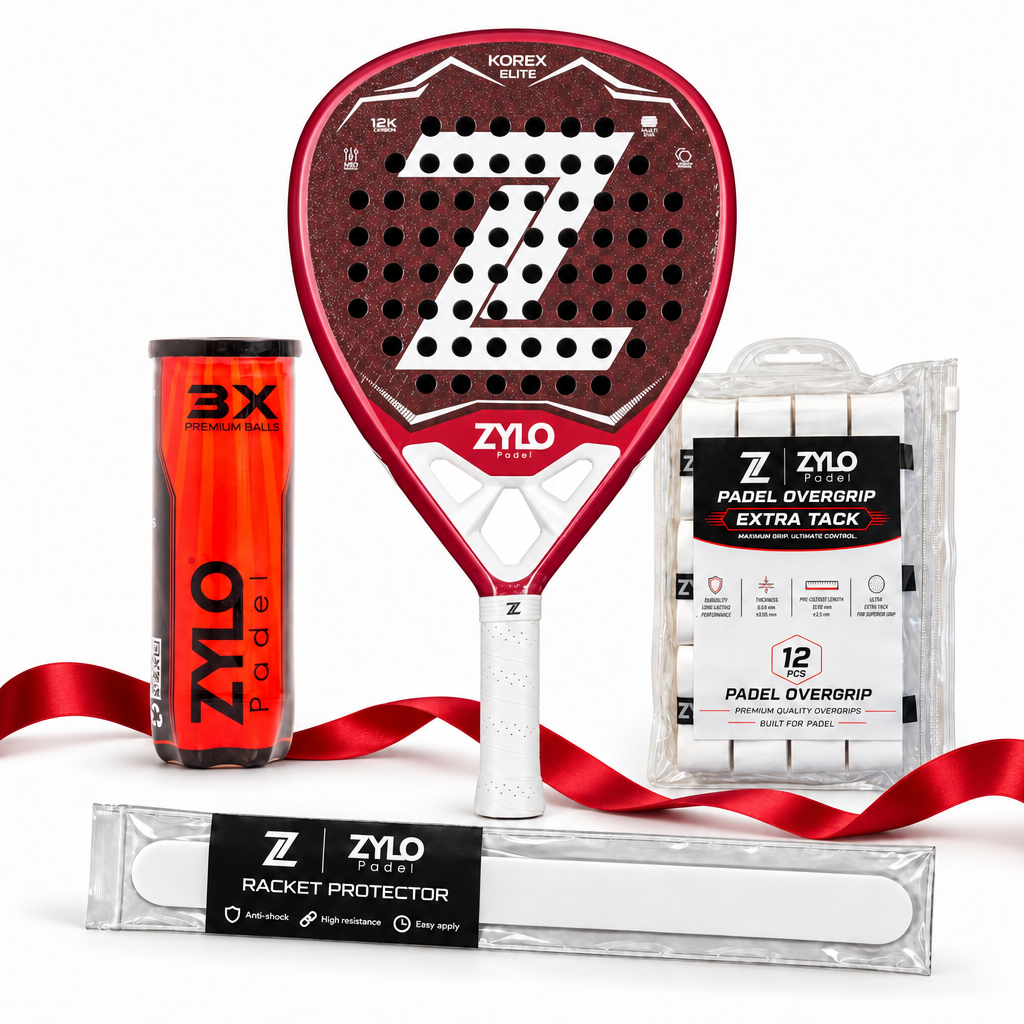 Elite racket gift set with the KOREX ELITE in Flame Red